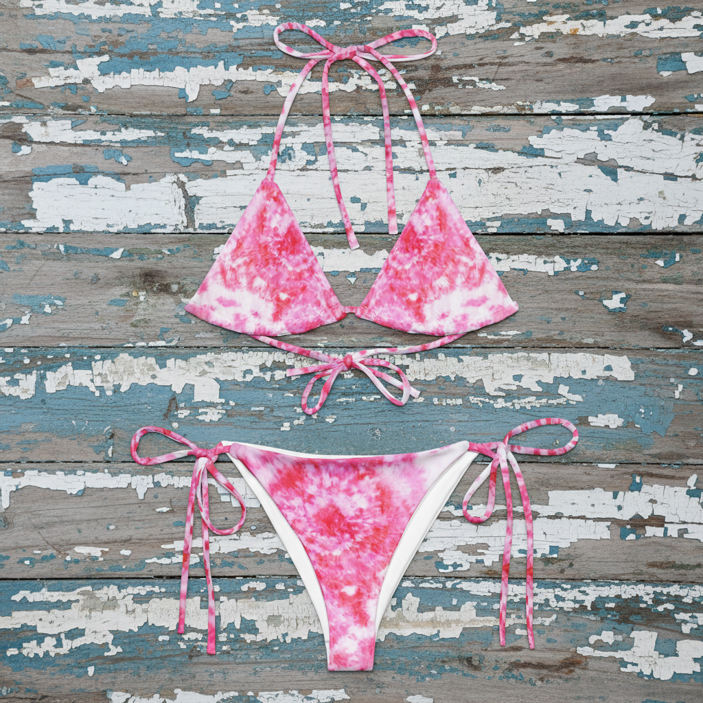 URCHIN 'STRAWBERRY BLUSH' Original Tie Dye Print. Recycled string bikini