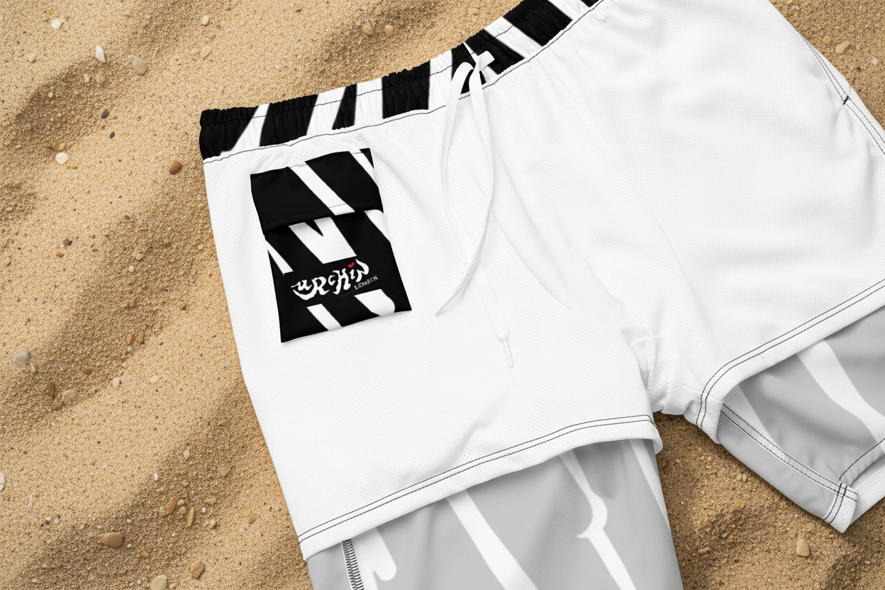 URCHIN RIP WAVE 'DEEP SEA' Unisex Premium Recycled Swim Trunks.