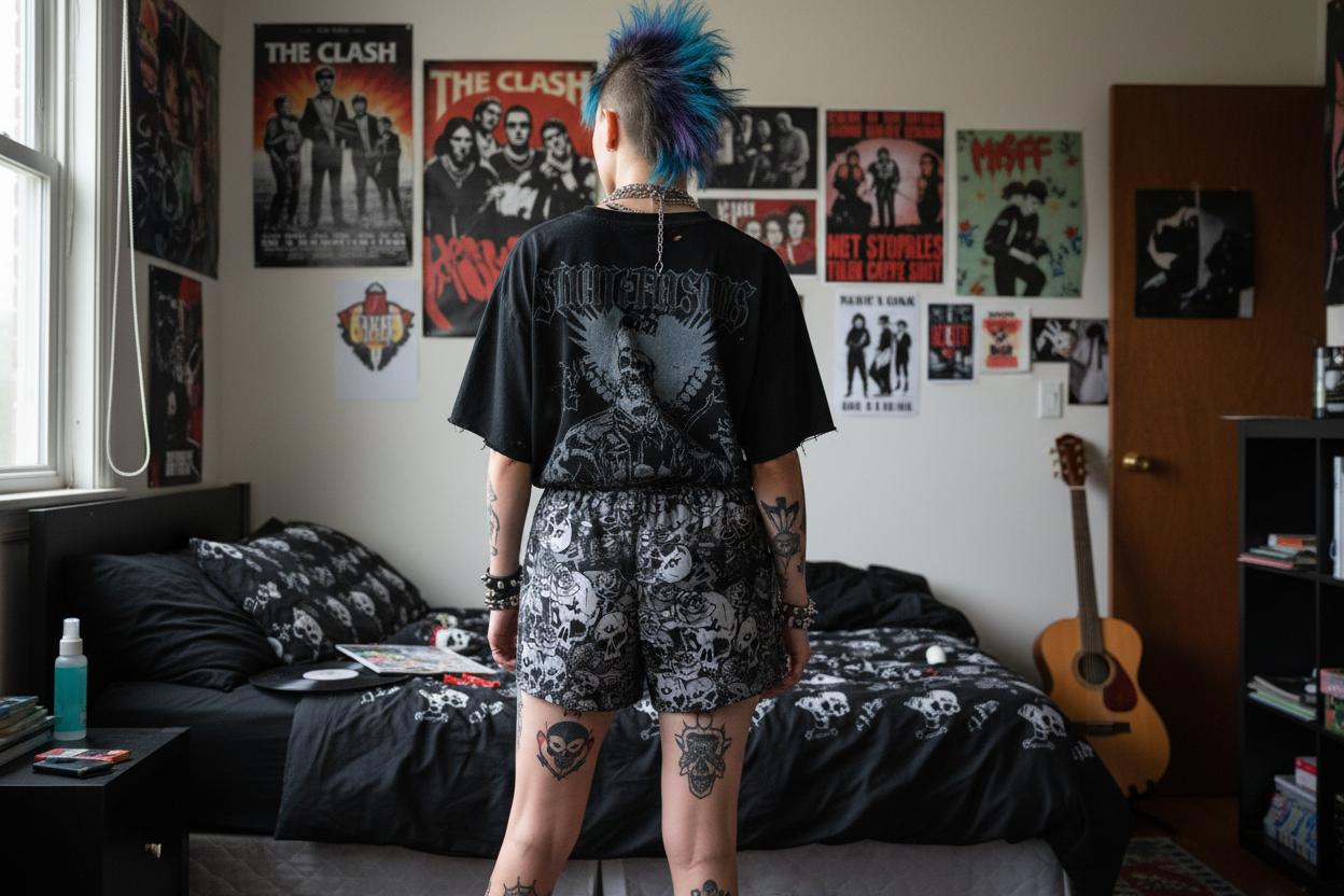DARK URCHIN SKULL STORM 'NIGHT' Women’s pajama shorts