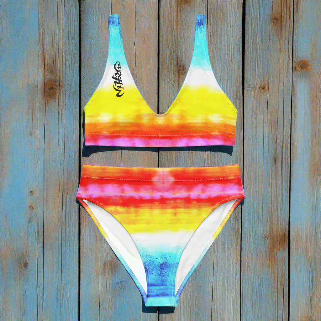 URCHIN Clothes & Swimwear. 'SUNRISE BEACH' Recycled high-waisted bikini. Choice of Sizes.