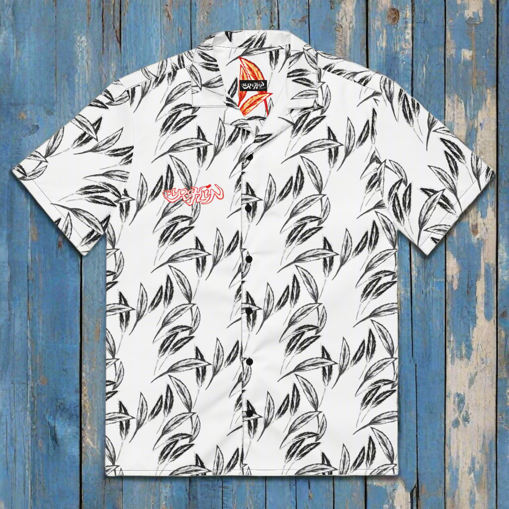 URCHIN 'U FEATHER' 'Cloud'(white) Unisex button shirt. Multiple Sizes.