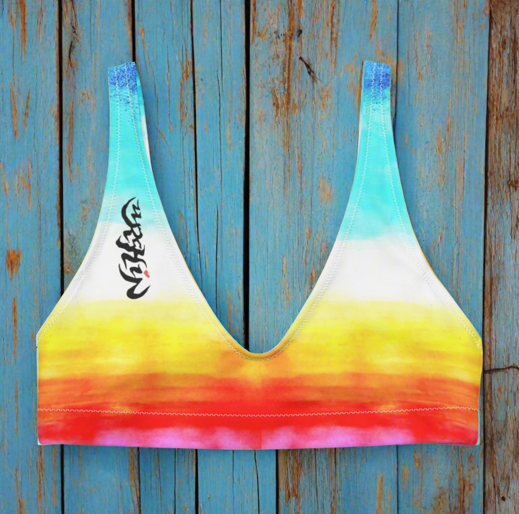URCHIN-'SUNRISE BEACH' Recycled padded bikini top. Choice of Sizes.