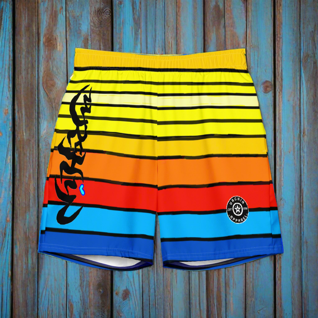 URCHIN Men's Swimwear. 'SUNRISE' Unisex Recycled Swim Board Shorts. Choice of Sizes.
