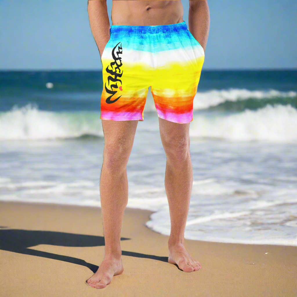URCHIN Mens Swimwear. 'SUNRISE BEACH' Unisex Recycled Swim Trunks. Choice of Sizes.