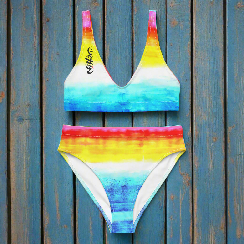 URCHIN- 'SUNSET BEACH' Recycled high-waisted bikini. Choice of Sizes.