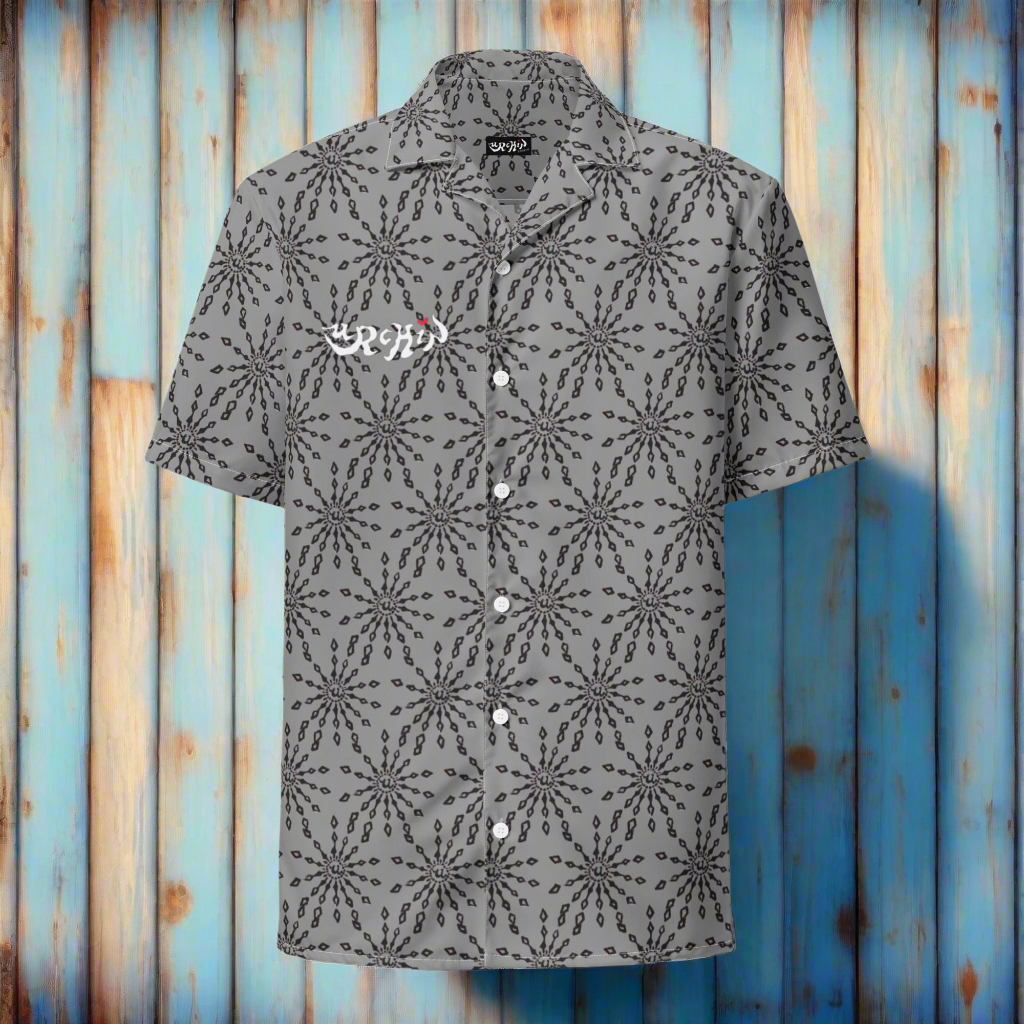 URCHIN 'U FIREWORK'. BLACK/METAL Unisex button shirt. Multiple Sizes.