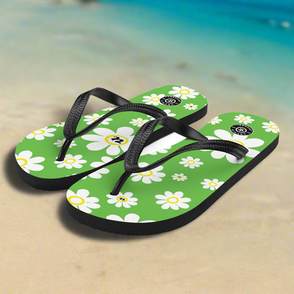 URCHIN Footwear. 'U DAISY' Grass Green. Unisex Flip-Flops. Choice of 3 Sizes.