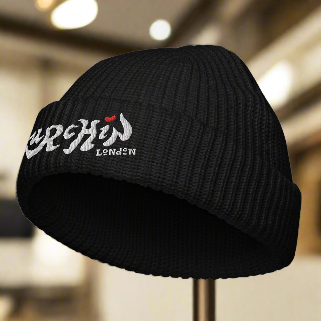 URCHIN- MINI BEANIE Embrodiered 'URCHIN LONDON'. Teens & Kids. One Size. Choice of Colours.
