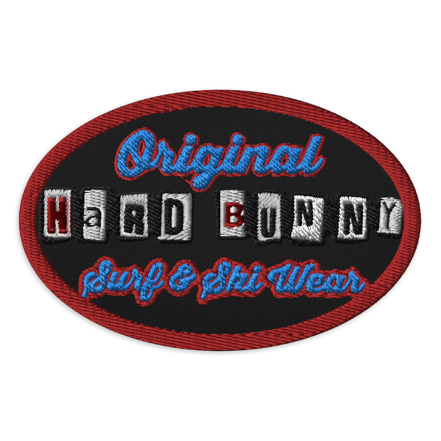 URCHIN Patch 'HARD BUNNY' 'Original Surf & Ski Wear' Logo. Embroidered patch.