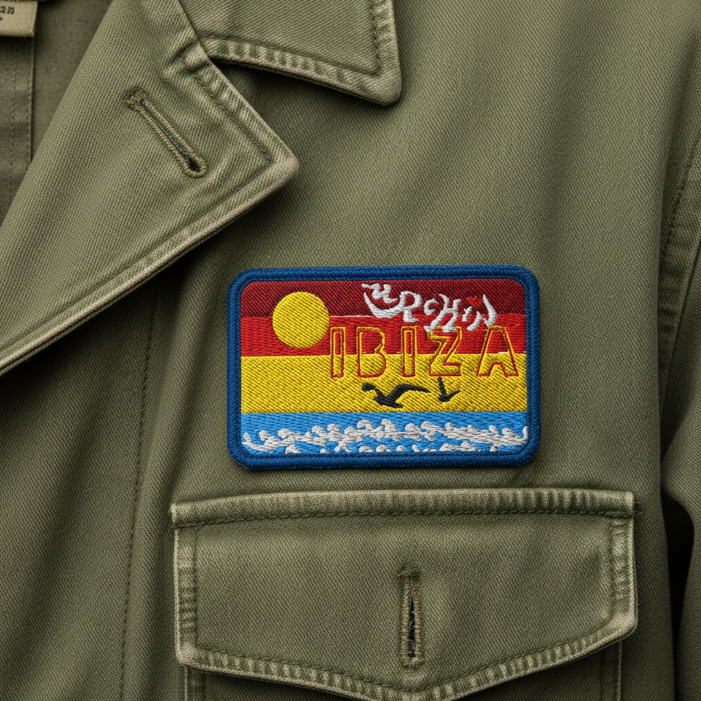 URCHIN 'Ibiza Sea Gulls' Rectangle. Embroidered Patch.