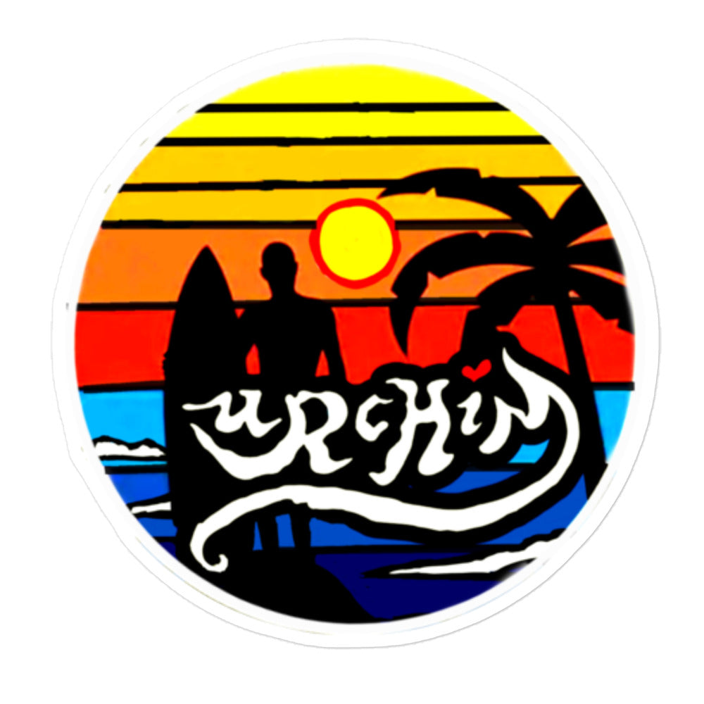 URCHIN Stickers. 'Sunrise Surfer'. Bubble-free Vinyl. Choice of 3 Sizes.
