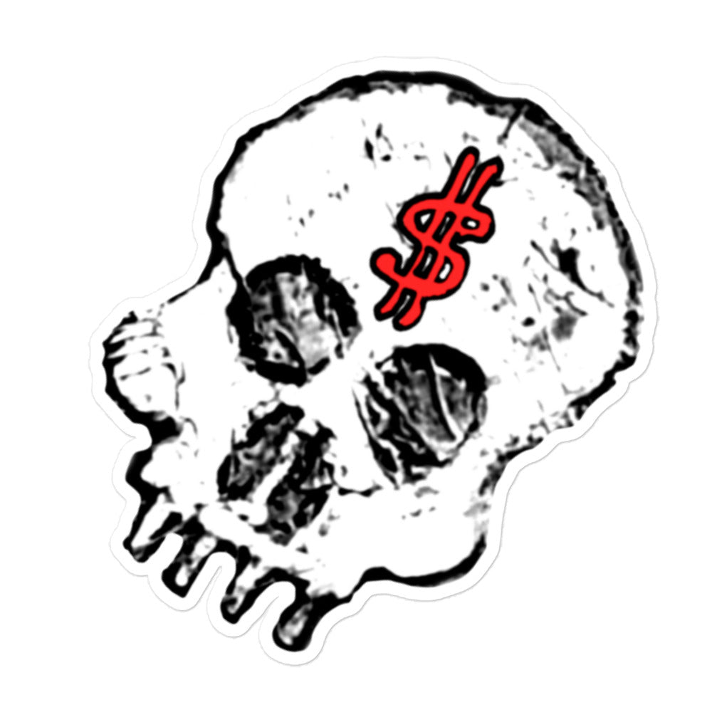 URCHIN Stickers. 'DOLLAR SKULL'. Bubble-free Vinyl. Choice of 3 Sizes.