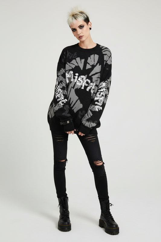 DARK URCHIN 'MISFIT' Unisex Relaxed fit knitted crew neck sweater. 4 Size Options.