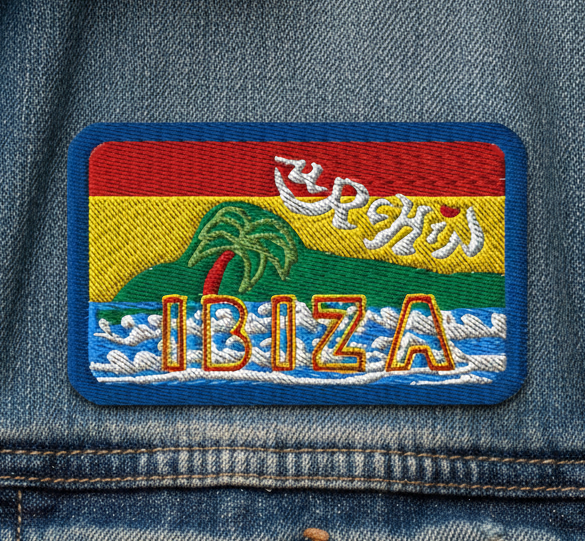 URCHIN Patch.'Island Palm Ibiza' Rectangle. Embroidered.
