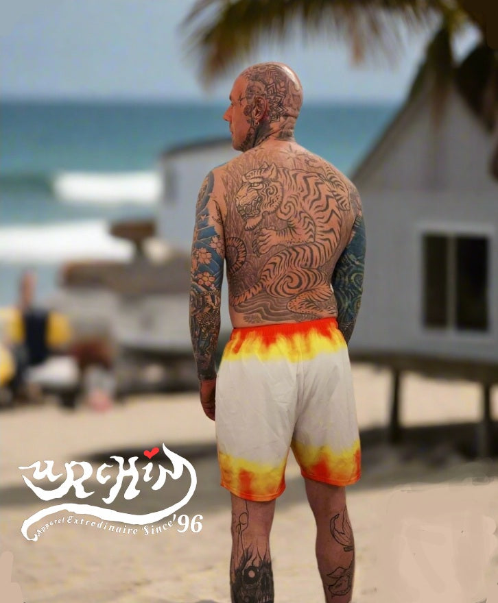URCHIN 'FLAME' Unisex Recycled Swim Board Shorts.