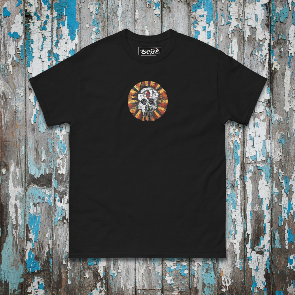 URCHIN -'DOLLAR SKULL' Cotton T Shirt. Choice of Dark Colours. Unisex.