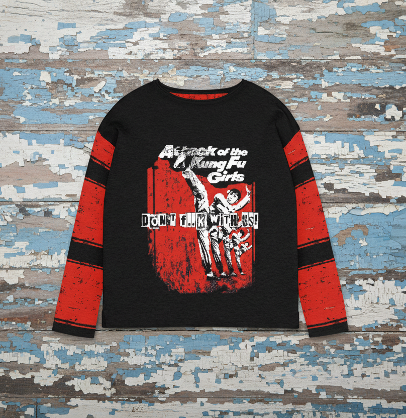 DARK URCHIN 'DONT F..K WITH US - KUNG FU GIRLS' Women’s straight bottom knitted sweater.