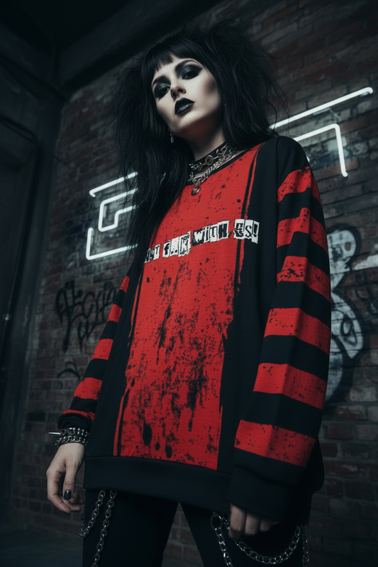 DARK URCHIN 'DONT F..K WITH US' Women’s straight bottom knitted sweater.