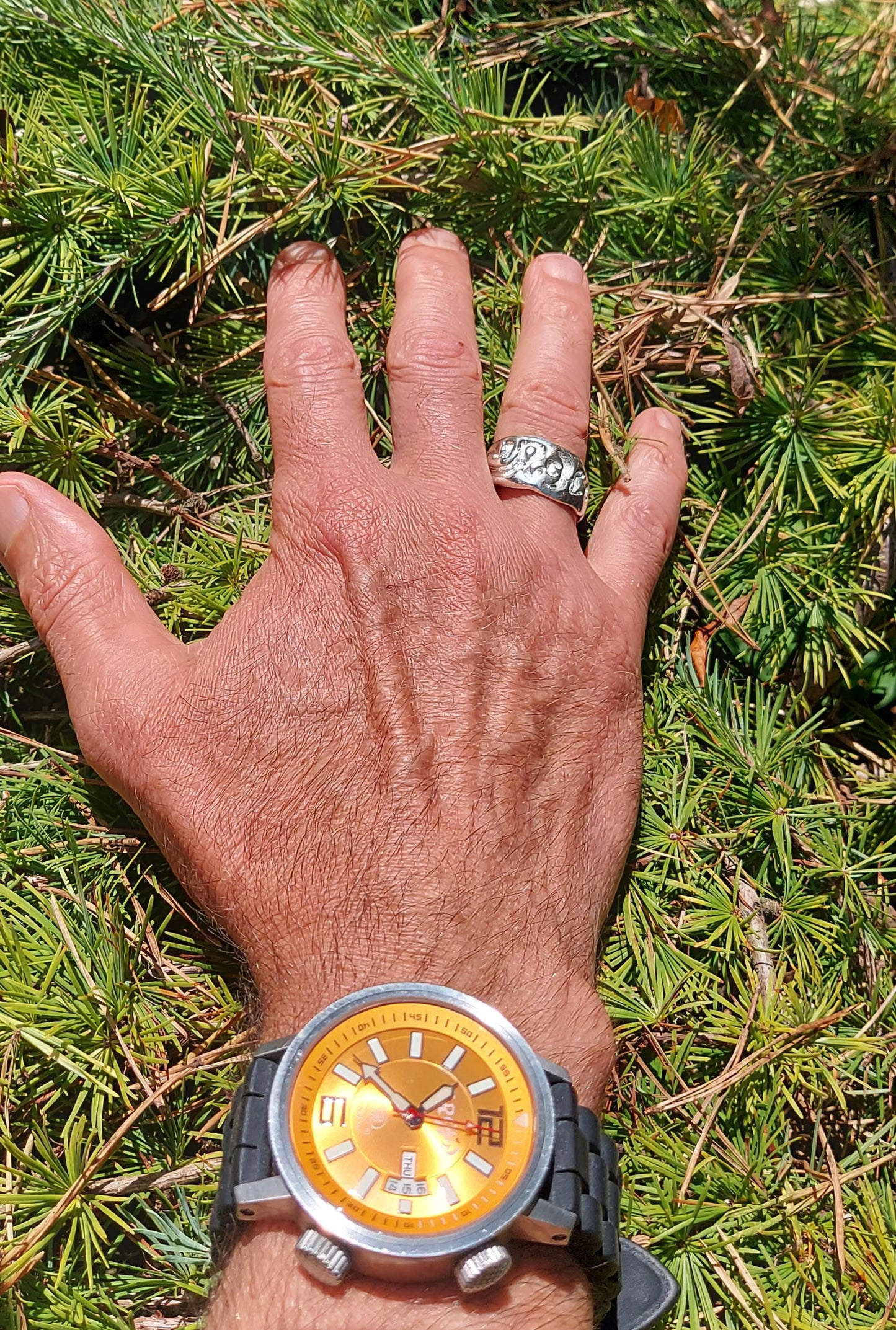 URCHIN Accessories & Watches. Orange 'RETRO DIVER' 'Urchin London' Logo Steel Watch. Rubber Strap. *To Order pnly.