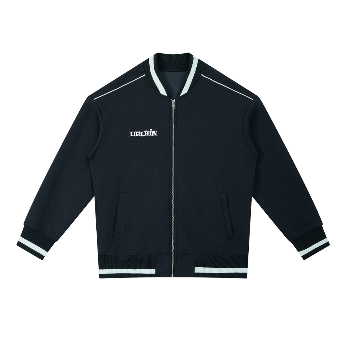 URCHIN Mens Contrast Piping Zip Bomber Jacket