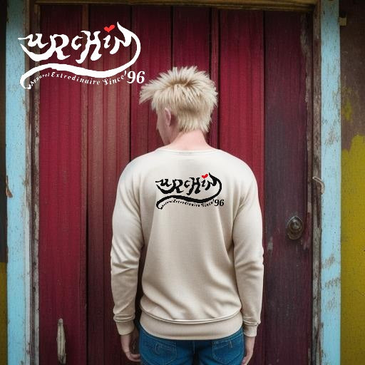 URCHIN Clothes - 'Urchin Apparel U Star' B & W Logo. Choice of Light Colours. Unisex Premium Sweatshirt