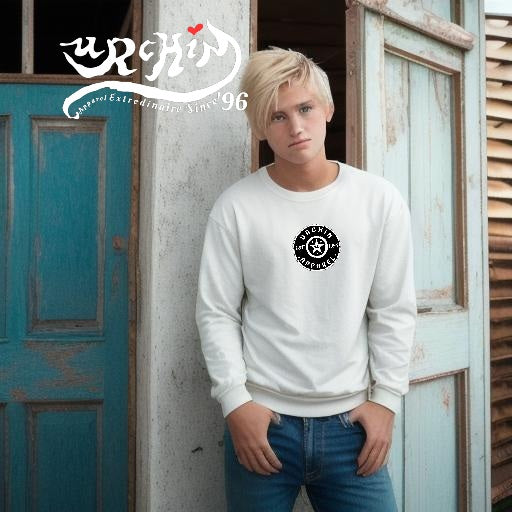 URCHIN Clothes - 'Urchin Apparel U Star' B & W Logo. Choice of Light Colours. Unisex Premium Sweatshirt
