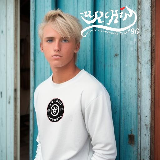 URCHIN Clothes - 'Urchin Apparel U Star' B & W Logo. Choice of Light Colours. Unisex Premium Sweatshirt