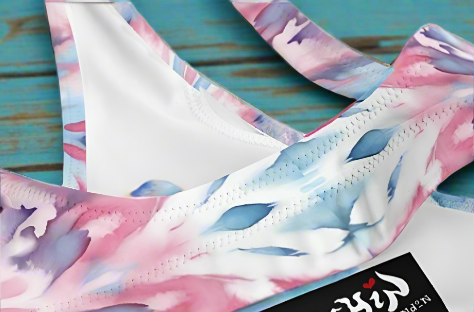 URCHIN-'CORAL SEA' Pink and Blue Tie Dye. Recycled Padded Bikini Top. Choice of Sizes.