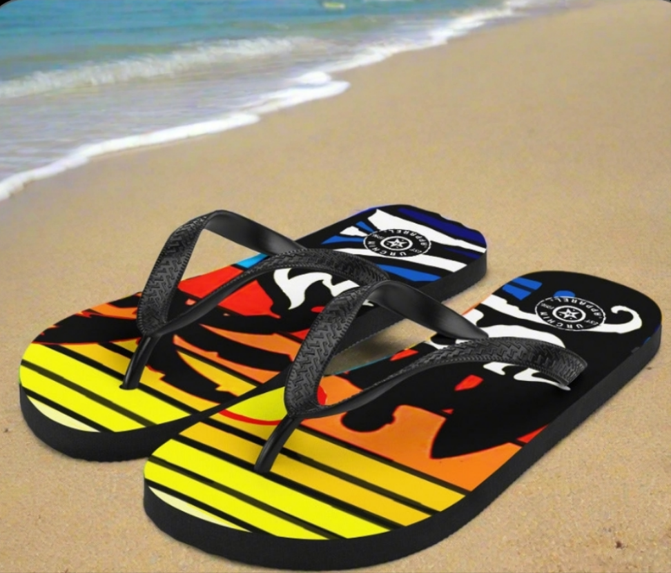 URCHIN Footwear.  'SURFER SUNRISE' Flip-Flops. Choice of 3 Sizes.