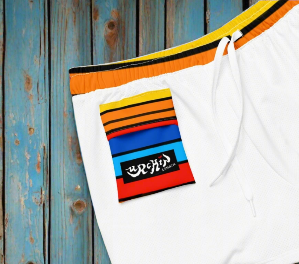 URCHIN Men's Swimwear. 'SUNRISE' Unisex Recycled Swim Board Shorts. Choice of Sizes.