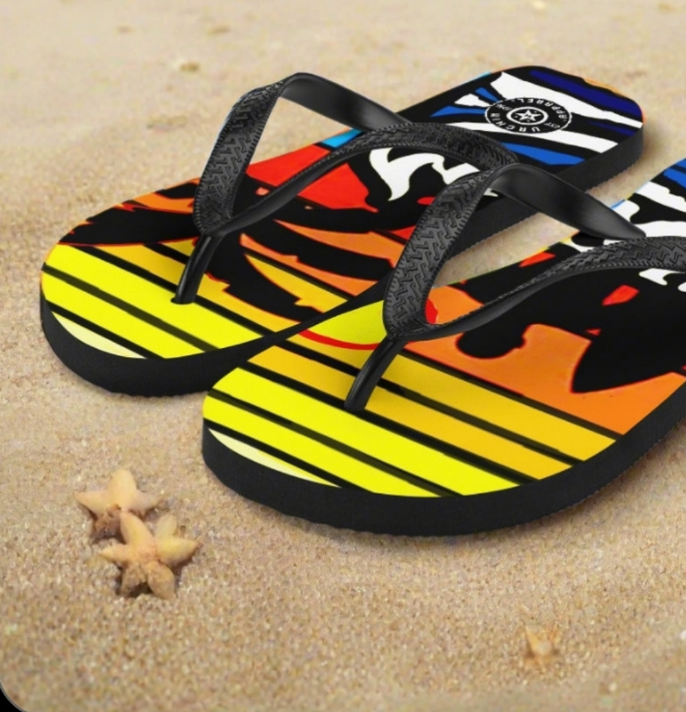 URCHIN Footwear.  'SURFER SUNRISE' Flip-Flops. Choice of 3 Sizes.