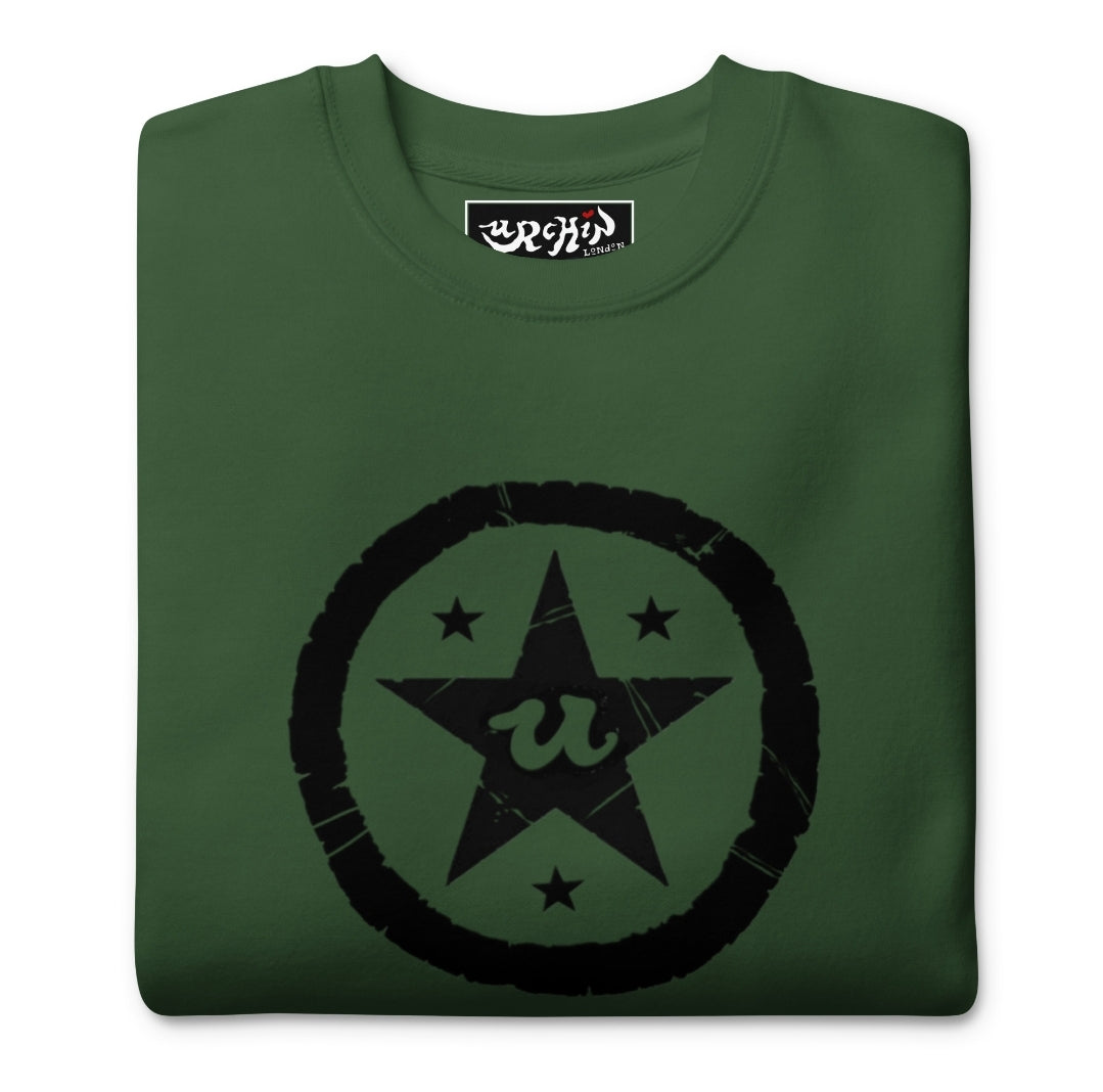 URCHIN Clothes 'U STAR' Black Logo. Premium Cotton Sweatshirt. Choice of Colours. Unisex.