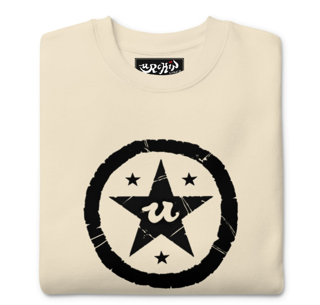 URCHIN Clothes 'U STAR' Black Logo. Premium Cotton Sweatshirt. Choice of Colours. Unisex.