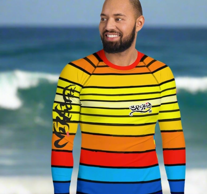 URCHIN Mens Swimwear. 'SUNRISE' 'HARD BUNNY' Logo Rash. Choice of Sizes.