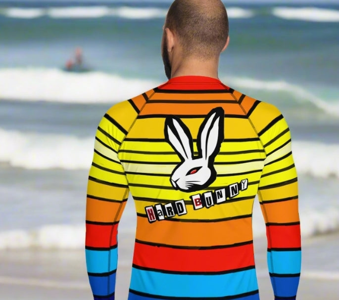 URCHIN Mens Swimwear. 'SUNRISE' 'HARD BUNNY' Logo Rash. Choice of Sizes.
