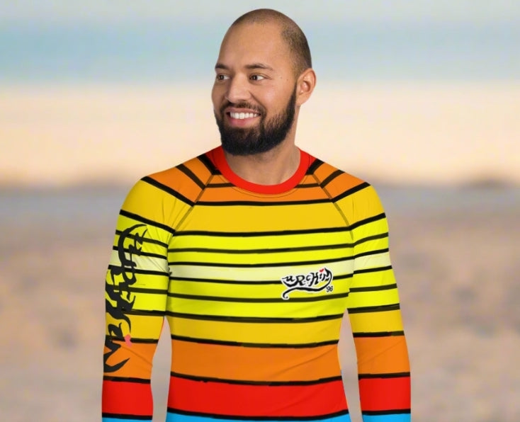 URCHIN Men's Swimwear. 'SUNRISE' Rash Guard. Choice of Sizes.