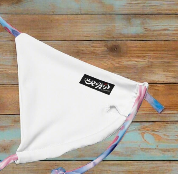 URCHIN Clothes & Swimwear. 'CORAL SEA' Pink and Blue Tie Dye. Recycled String Tie Bikini Set. Choice of Sizes.