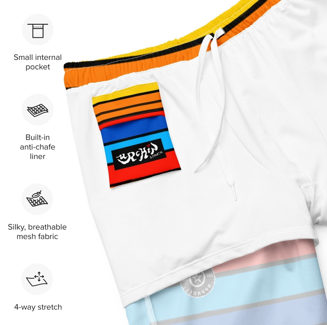 URCHIN Men's Swimwear. 'SUNRISE' Unisex Recycled Swim Board Shorts. Choice of Sizes.