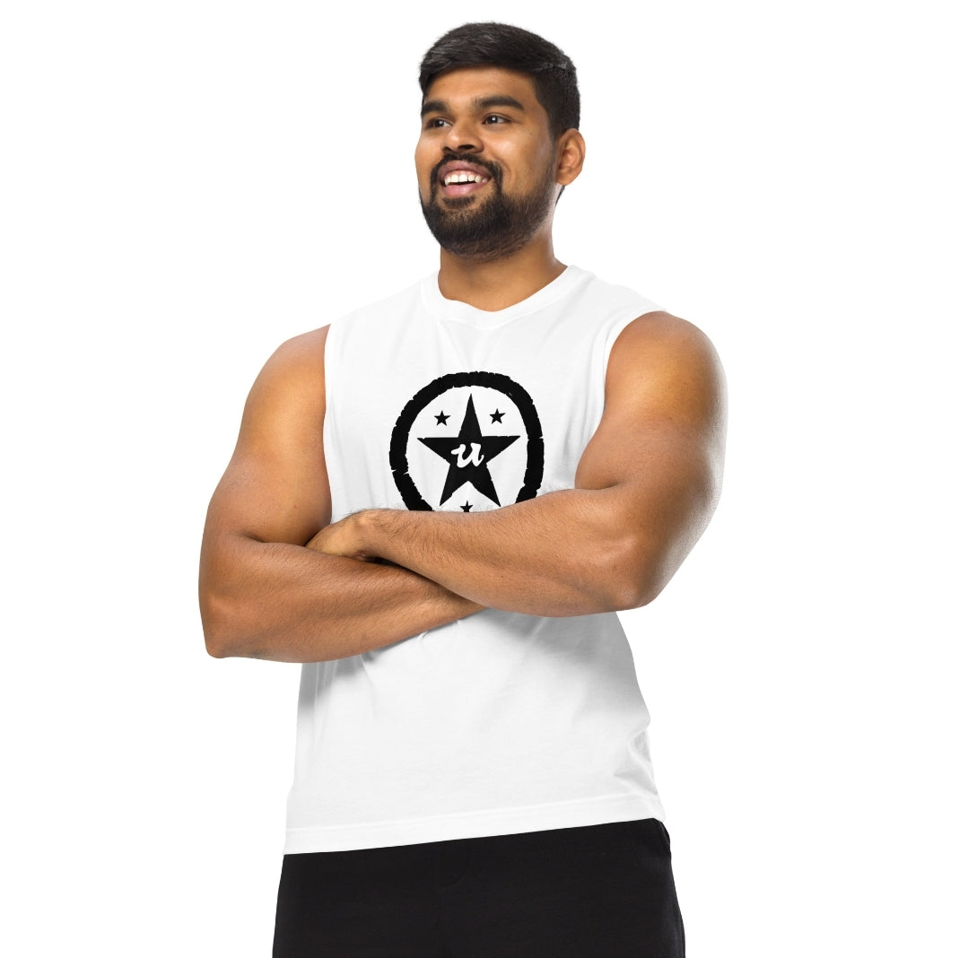 URCHIN Clothes 'U STAR' Black Logo. White Muscle T Shirt. Unisex. Choice of Sizes.