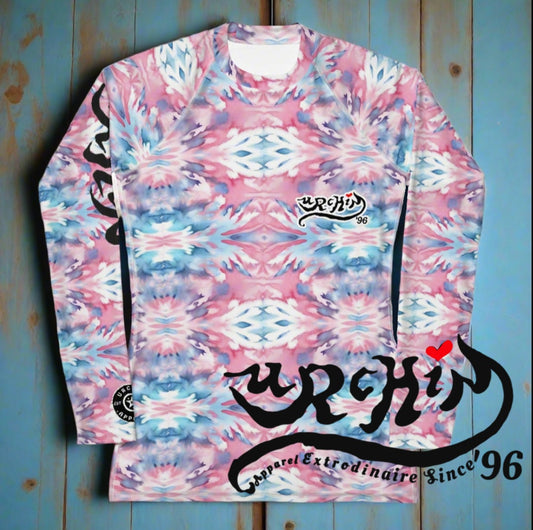 URCHIN Clothes & Swimwear. 'CORAL SEA' Pink and Blue Tie Dye. Womens Rash Guard. Choice of Sizes.