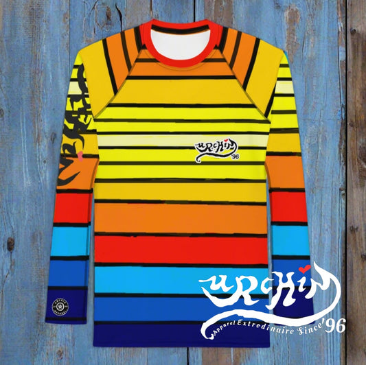 URCHIN Mens Swimwear. 'SUNRISE' 'HARD BUNNY' Logo Rash. Choice of Sizes.