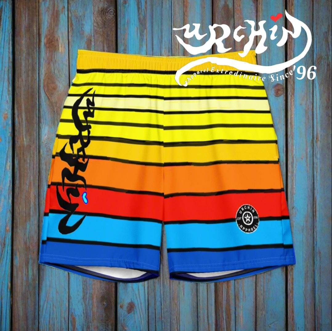URCHIN Men's Swimwear. 'SUNRISE' Unisex Recycled Swim Board Shorts. Choice of Sizes.