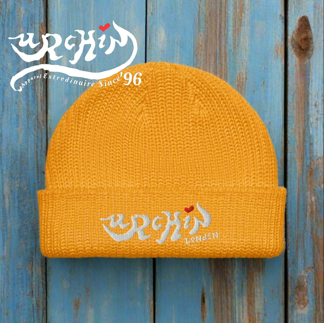 URCHIN- MINI BEANIE Embrodiered 'URCHIN LONDON'. Teens & Kids. One Size. Choice of Colours.