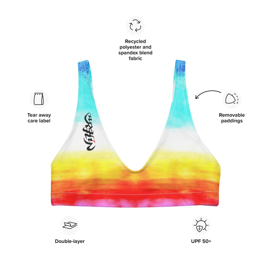 URCHIN Clothes & Swimwear. 'SUNRISE BEACH' Recycled padded bikini top. Choice of Sizes.