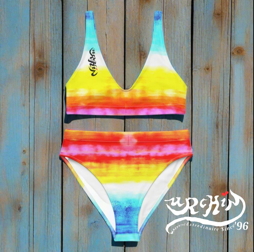 URCHIN Clothes & Swimwear. 'SUNRISE BEACH' Recycled high-waisted bikini. Choice of Sizes.