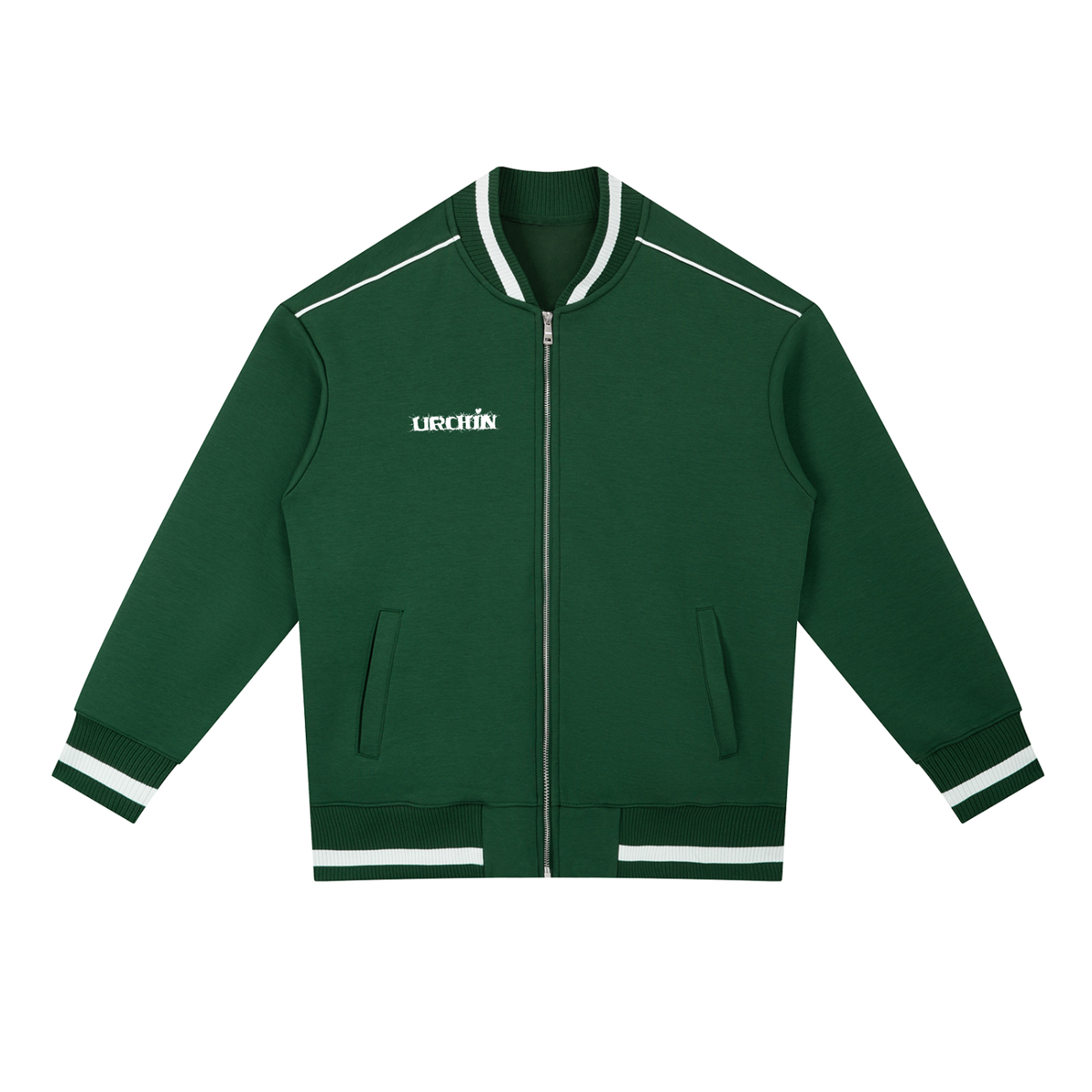 URCHIN Mens Contrast Piping Zip Bomber Jacket