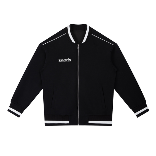 URCHIN Mens Contrast Piping Zip Bomber Jacket