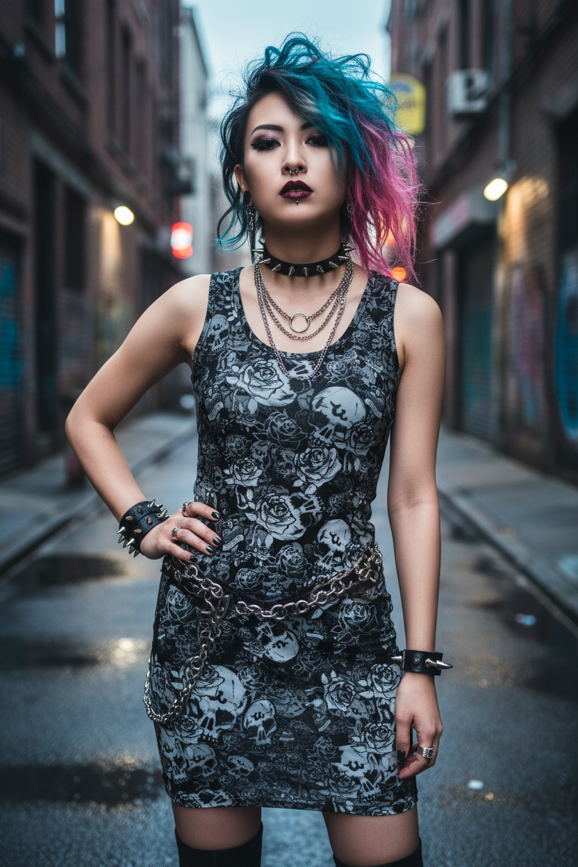 DARK URCHIN 'Skull Storm'. 'Night' (Black). Women’s Bodycon Dress. Choice of Sizes
