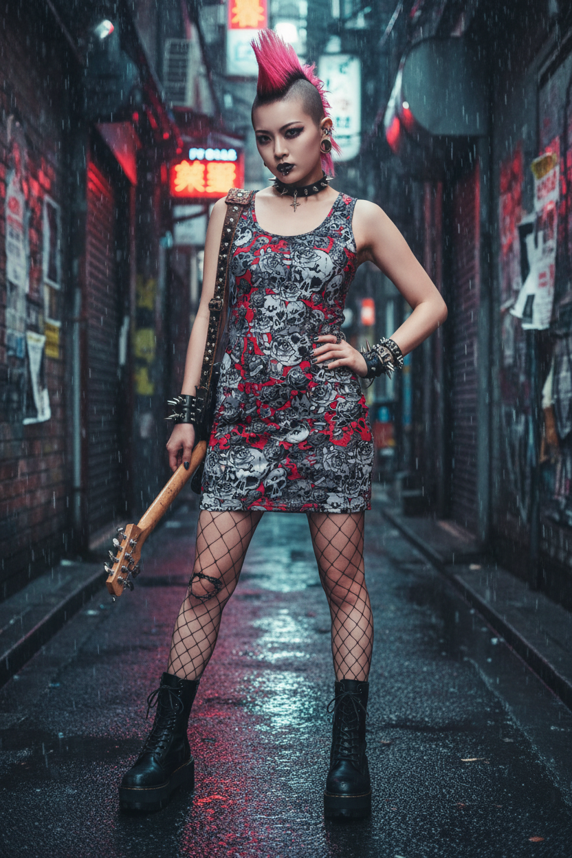 DARK URCHIN 'Skull Storm'. 'Dark Grape' (Deep Red). Women’s Bodycon Dress. Choice of Sizes.