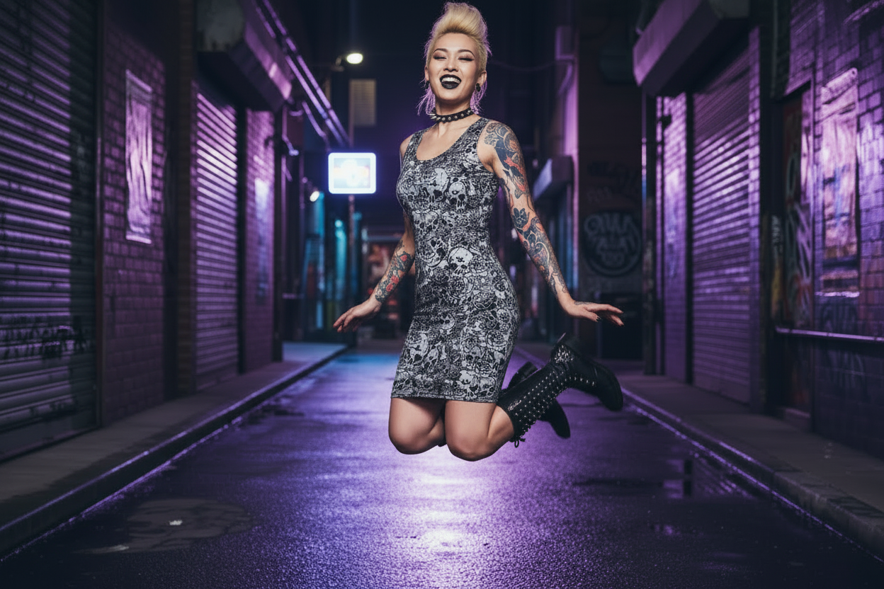 DARK URCHIN 'Skull Storm'. 'Metal' (Grey). Women’s Bodycon Dress. Choice of Sizes